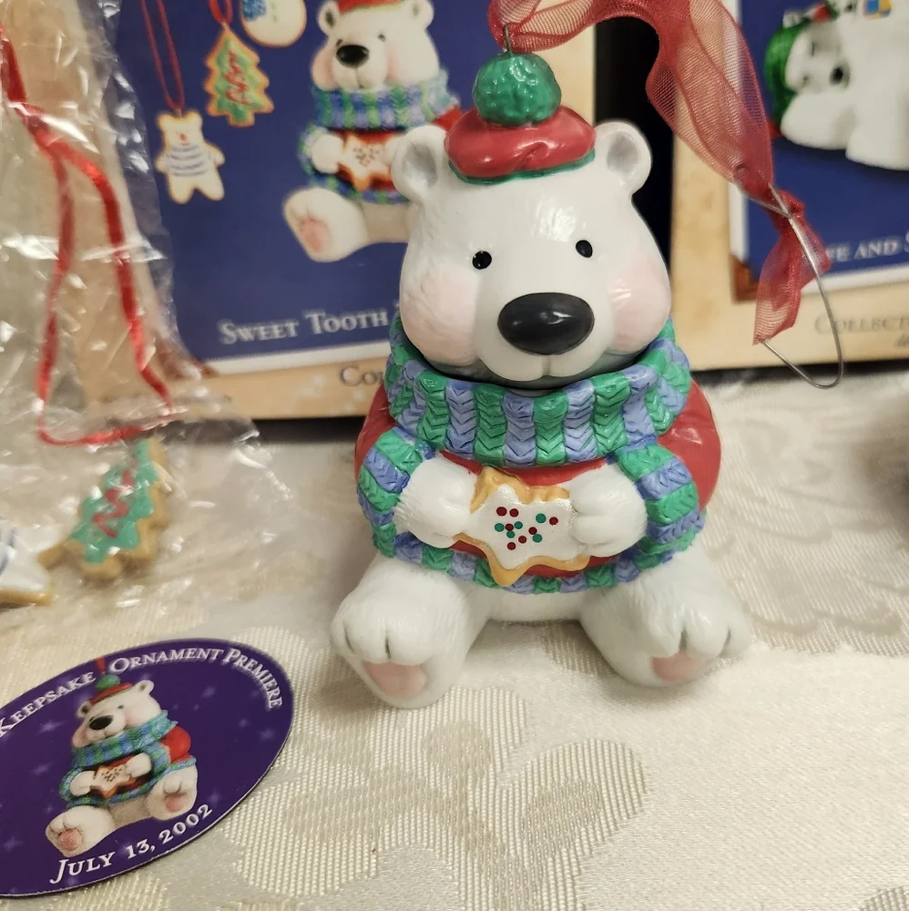 Hallmark 2002 Safe and Snug & Sweet Tooth Treats Polar Bears Christmas Ornaments